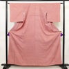 小紋 鮫小紋 一つ紋付き 総柄 正絹 流水・波柄 袷仕立て 身丈158.5cm 裄丈63cm リサイクル着物 一部しつけ糸付き 着物 ピンク_画像1
