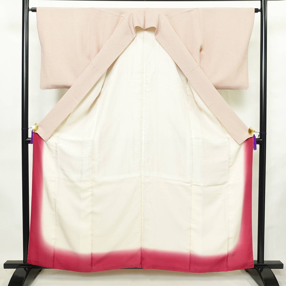 小紋 正絹 幾何学柄・抽象柄 袷仕立て 身丈161cm 裄丈63cm リサイクル着物 着物 多色使い_画像3