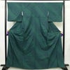 小紋 総柄 ポリエステル 縞柄・線柄 袷仕立て 身丈165.5cm 裄丈67.5cm リサイクル着物 着物 緑・うぐいす色_画像1
