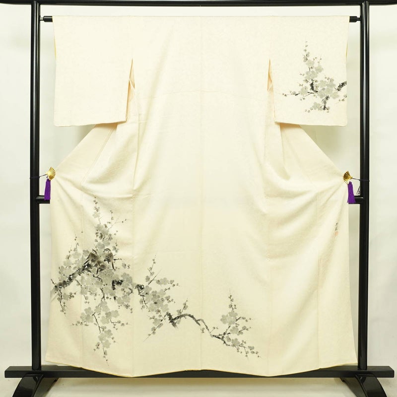 付け下げ 落款入り 正絹 風景柄 袷仕立て 身丈156.5cm 裄丈63.5cm リサイクル着物 着物 作家物 入学式 七五三 お宮参り フォーマル 桜 クリーム_画像1