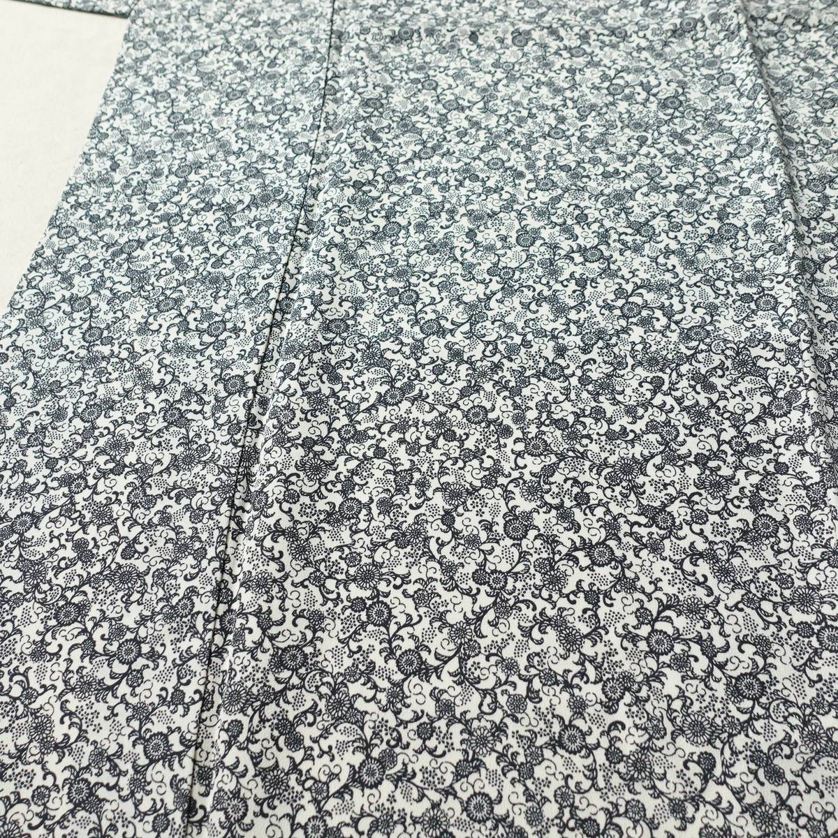 小紋 総柄 正絹 花柄 袷仕立て 身丈155.5cm 裄丈64cm リサイクル着物 着物 白_画像5