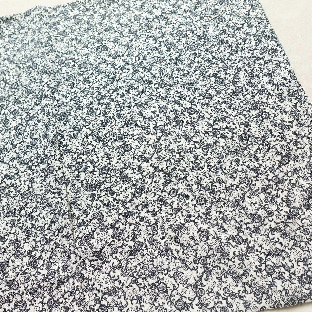 小紋 総柄 正絹 花柄 袷仕立て 身丈155.5cm 裄丈64cm リサイクル着物 着物 白_画像14
