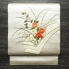 名古屋帯 太鼓柄 正絹 花柄 通し仕立て なごや帯 リサイクル帯 帯 刺繍 金・銀_画像1