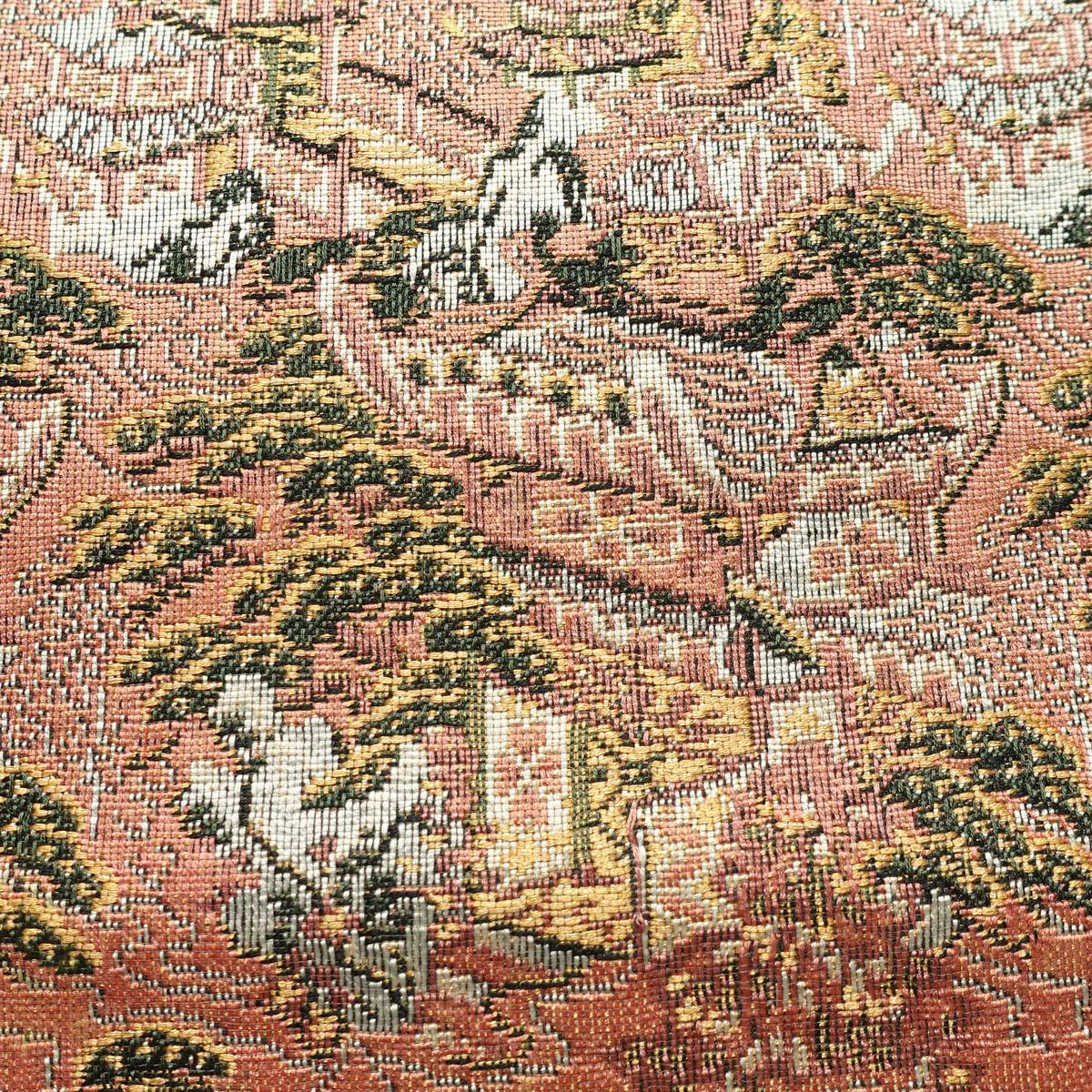 名古屋帯 全通柄 良品 正絹 風景柄 通し仕立て なごや帯 リサイクル帯 帯 ピンク_画像4