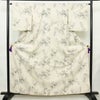 紬 バチ衿仕立て 正絹 花柄 袷仕立て 身丈162cm 裄丈64.5cm リサイクル着物 着物 クリーム_画像1