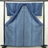 単衣 小紋 良品 バチ衿仕立て ポリエステル 縞柄・線柄 単衣仕立て 身丈162.5cm 裄丈66.5cm リサイクル着物 着物 青・紺_画像3