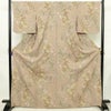 単衣 小紋 良品 ポリエステル 木の葉・植物柄 単衣仕立て 身丈168.5cm 裄丈67cm リサイクル着物 着物 ベージュ_画像1