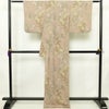 単衣 小紋 良品 ポリエステル 木の葉・植物柄 単衣仕立て 身丈168.5cm 裄丈67cm リサイクル着物 着物 ベージュ_画像2