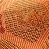名古屋帯 六通柄 良品 正絹 幾何学柄・抽象柄 通し仕立て なごや帯 リサイクル帯 帯 橙_画像3