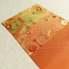 名古屋帯 六通柄 良品 正絹 幾何学柄・抽象柄 通し仕立て なごや帯 リサイクル帯 帯 橙_画像19