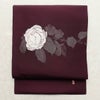 名古屋帯 太鼓柄 落款入り 正絹 花柄 名古屋仕立て なごや帯 リサイクル帯 帯 シンプル 紫・藤色_画像1