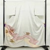 色留袖 良品 綸子 しつけ糸付き 一つ紋付き 伊達衿付き 正絹 流水・波柄 袷仕立て 身丈156.5cm 裄丈65.5cm リサイクル着物 着物 刺繍 絞り 共八掛 結婚式 フォーマル ライトグレー グレー_画像1