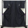 紬 美品 しつけ糸付き 正絹 花柄 袷仕立て 身丈163cm 裄丈65.5cm リサイクル着物 着物 青・紺_画像1