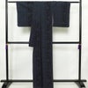 紬 美品 しつけ糸付き 正絹 花柄 袷仕立て 身丈163cm 裄丈65.5cm リサイクル着物 着物 青・紺_画像2