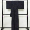 紬 良品 しつけ糸付き 正絹 木の葉・植物柄 袷仕立て 身丈166cm 裄丈64cm リサイクル着物 着物 青・紺_画像2