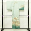 訪問着 良品 金駒刺繍 綸子 正絹 木の葉・植物柄 袷仕立て 身丈149.5cm 裄丈61.5cm リサイクル着物 着物 刺繍 箔 共八掛 金彩 入学式 卒業式 結婚式 七五三 お宮参り フォーマル 四季花 緑・うぐいす色_画像2