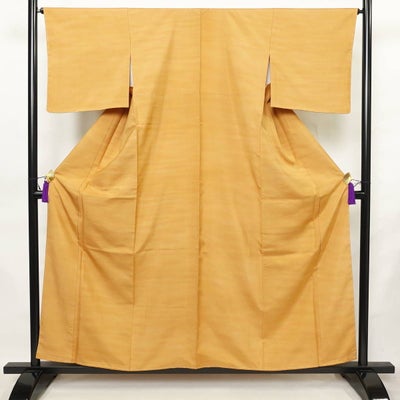 紬 美品 しつけ糸付き 正絹 袷仕立て 身丈156cm 裄丈64.5cm リサイクル着物 着物 ぼかし 橙