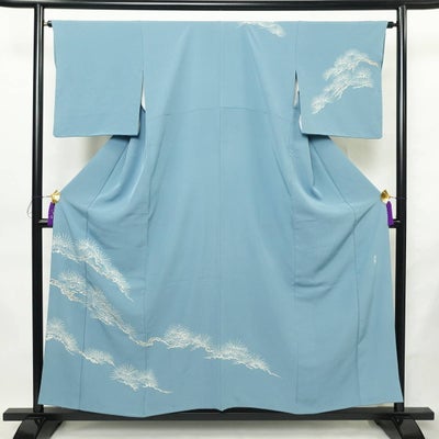 訪問着 二代目山田栄一 正絹 木の葉・植物柄 袷仕立て 身丈155.5cm 裄丈64.5cm リサイクル着物 着物 作家物 入学式 卒業式 結婚式 七五三 お宮参り フォーマル 松 青・紺