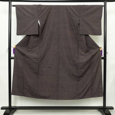 紬 正絹 縞柄・線柄 袷仕立て 身丈145.5cm 裄丈65cm リサイクル着物 着物 紫・藤色
