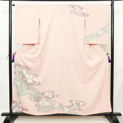 訪問着 滝泰 落款入り 辻が花 縮緬 正絹 花柄 袷仕立て 身丈156.5cm 裄丈65.5cm リサイクル着物 着物 入学式 七五三 お宮参り フォーマル ピンク