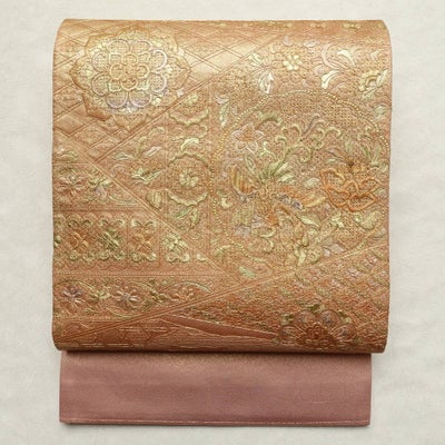 袋帯 太鼓柄 スワトウ刺繍 フォーマル用 正絹 幾何学柄・抽象柄 リサイクル帯 帯 刺繍 箔 入学式 卒業式 結婚式 七五三 お宮参り ピンク